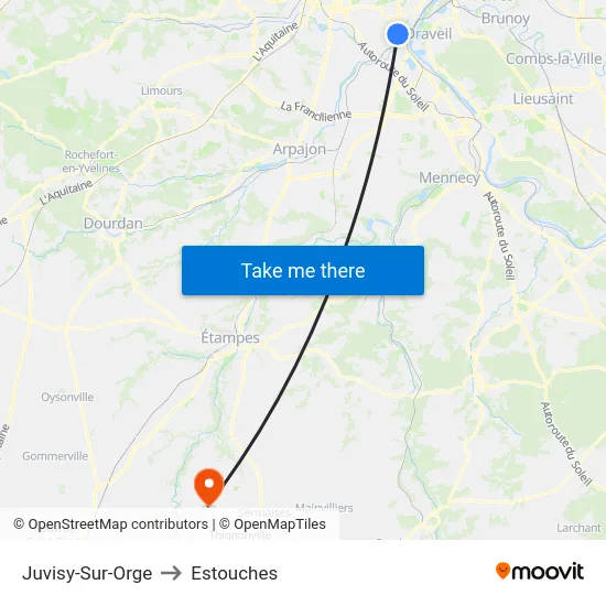 Juvisy-Sur-Orge to Estouches map