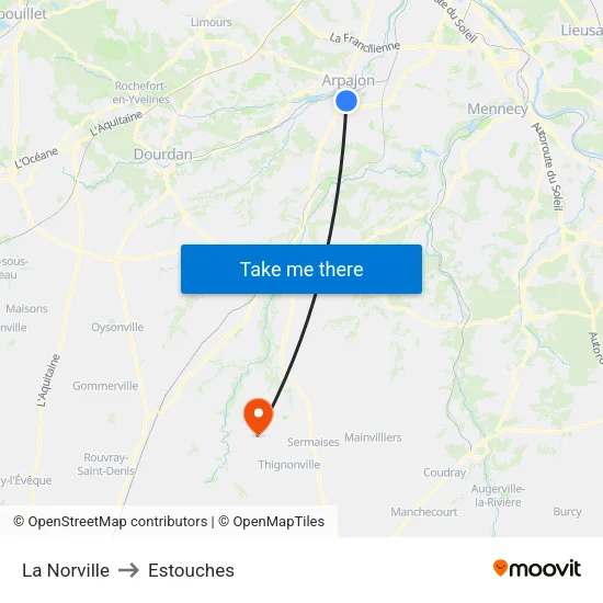 La Norville to Estouches map
