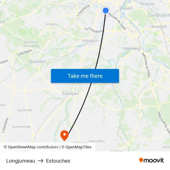 Longjumeau to Estouches map