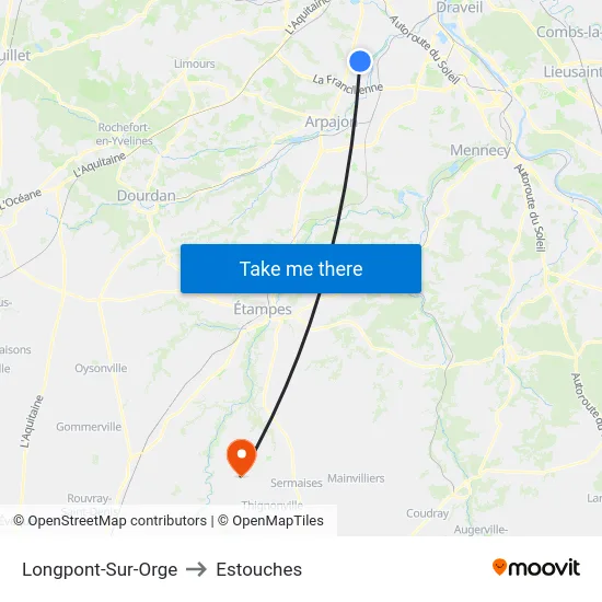 Longpont-Sur-Orge to Estouches map
