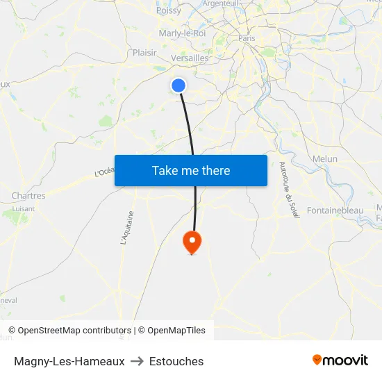 Magny-Les-Hameaux to Estouches map