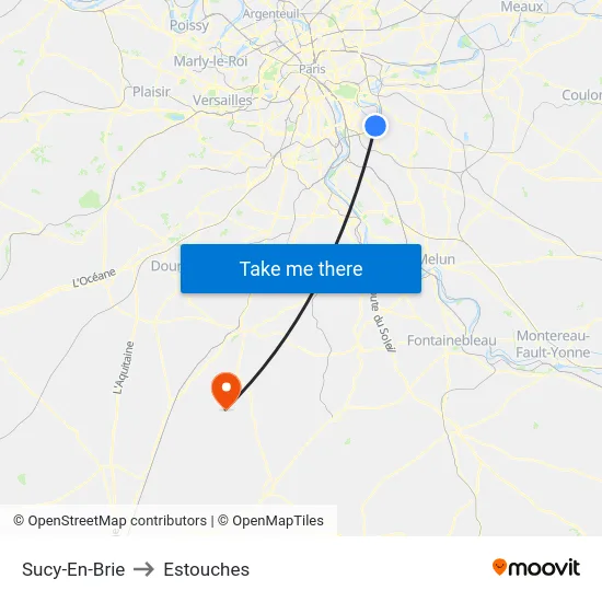 Sucy-En-Brie to Estouches map