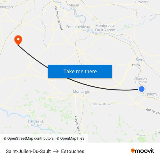 Saint-Julien-Du-Sault to Estouches map