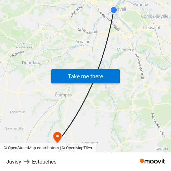 Juvisy to Estouches map