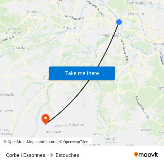 Corbeil-Essonnes to Estouches map