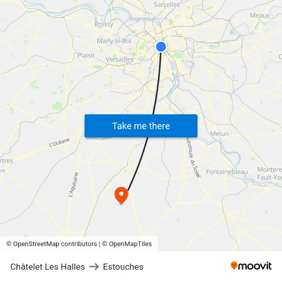 Châtelet Les Halles to Estouches map