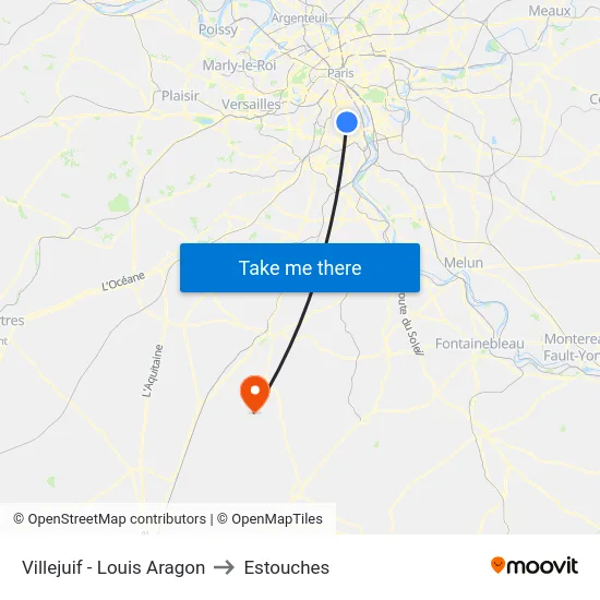 Villejuif - Louis Aragon to Estouches map