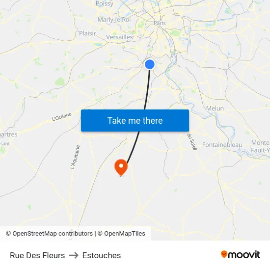 Rue Des Fleurs to Estouches map