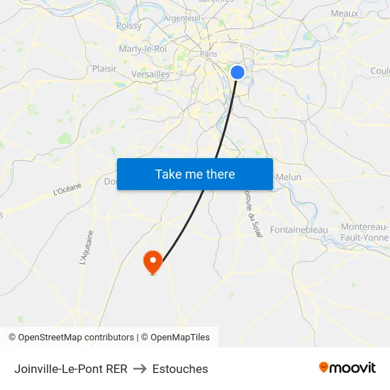 Joinville-Le-Pont RER to Estouches map