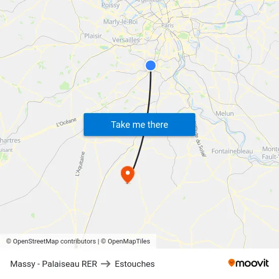 Massy - Palaiseau RER to Estouches map