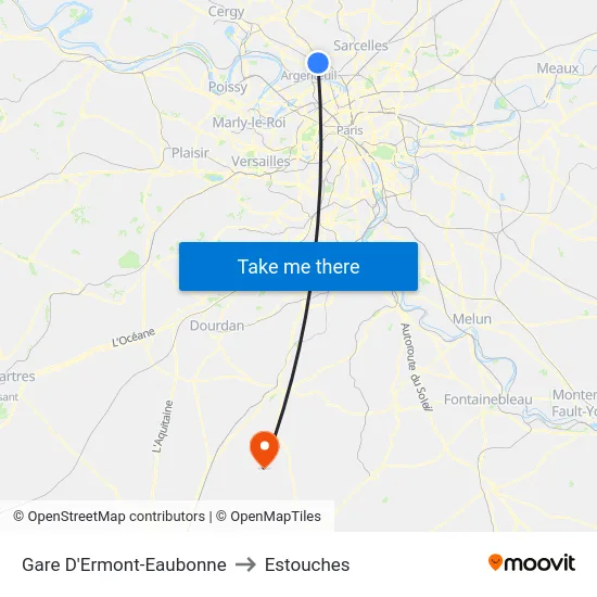 Gare D'Ermont-Eaubonne to Estouches map