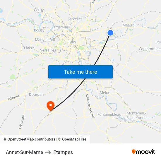 Annet-Sur-Marne to Etampes map