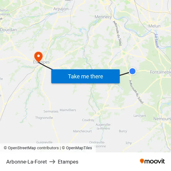 Arbonne-La-Foret to Etampes map