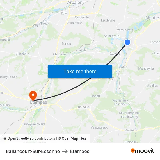 Ballancourt-Sur-Essonne to Etampes map