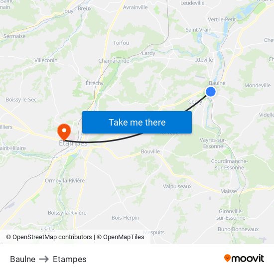 Baulne to Etampes map