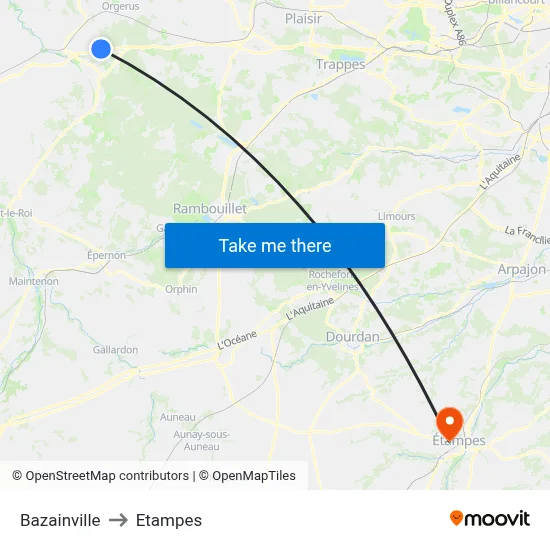 Bazainville to Etampes map