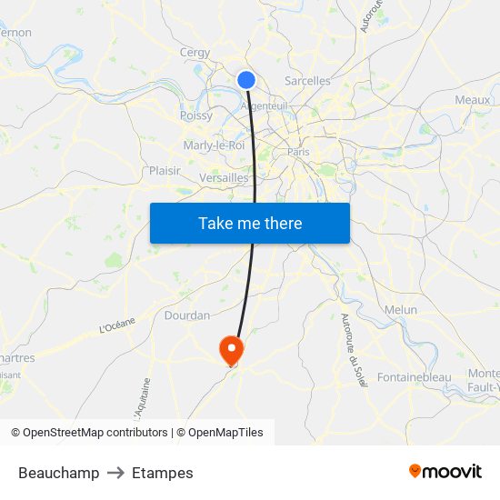 Beauchamp to Etampes map