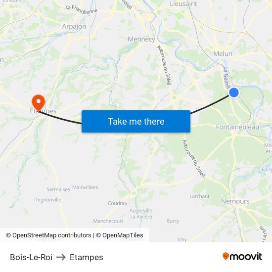 Bois-Le-Roi to Etampes map