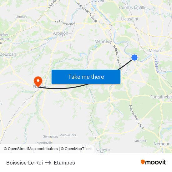 Boissise-Le-Roi to Etampes map