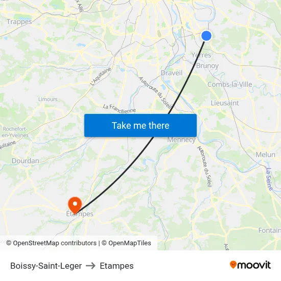 Boissy-Saint-Leger to Etampes map