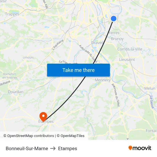 Bonneuil-Sur-Marne to Etampes map