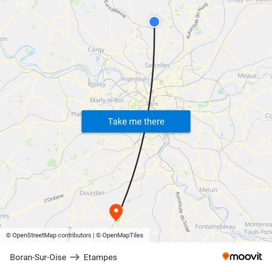 Boran-Sur-Oise to Etampes map