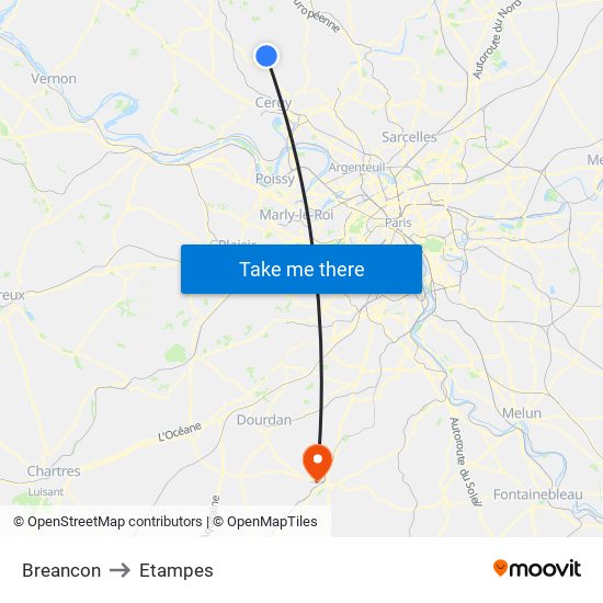 Breancon to Etampes map