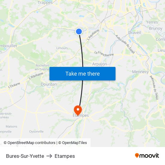 Bures-Sur-Yvette to Etampes map