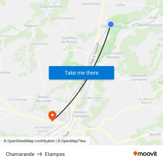 Chamarande to Etampes map