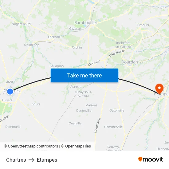 Chartres to Etampes map