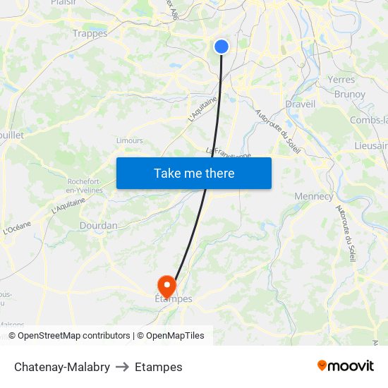Chatenay-Malabry to Etampes map