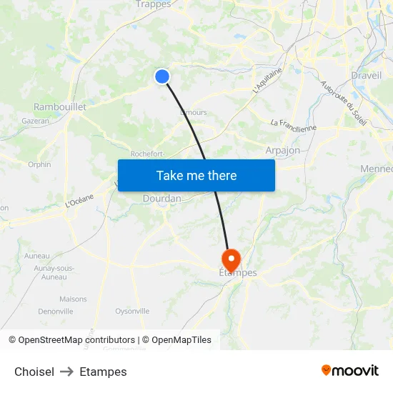 Choisel to Etampes map
