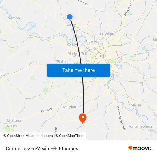 Cormeilles-En-Vexin to Etampes map