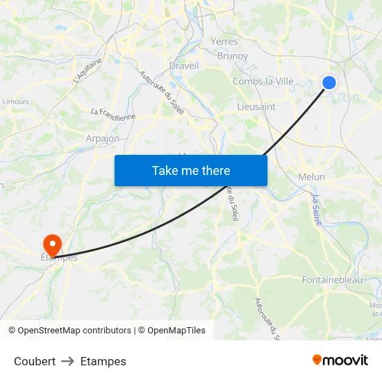 Coubert to Etampes map