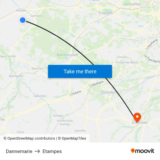 Dannemarie to Etampes map