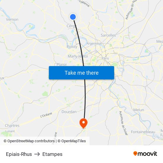 Epiais-Rhus to Etampes map