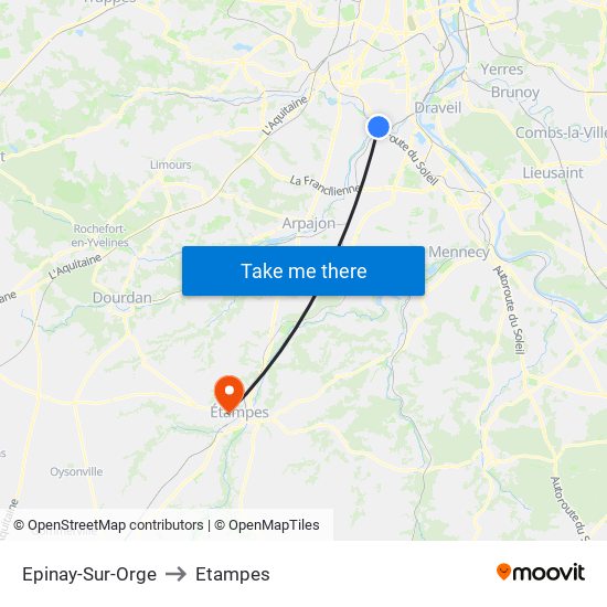 Epinay-Sur-Orge to Etampes map