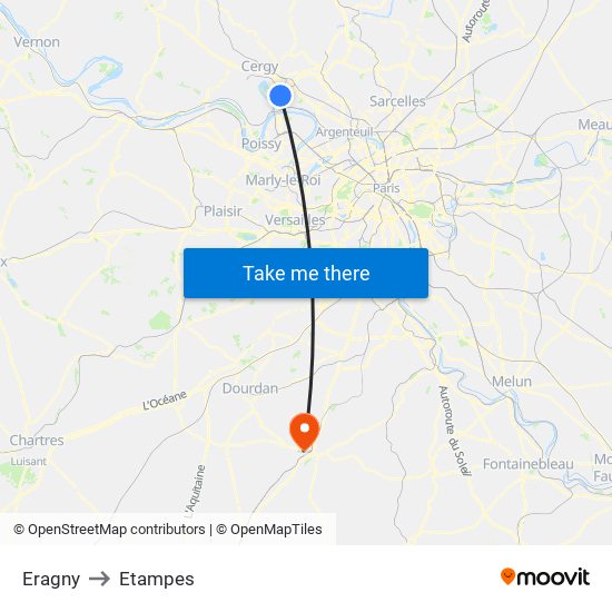 Eragny to Etampes map