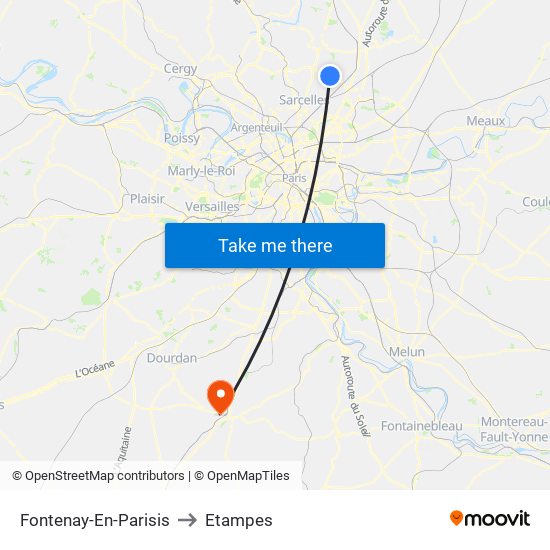 Fontenay-En-Parisis to Etampes map