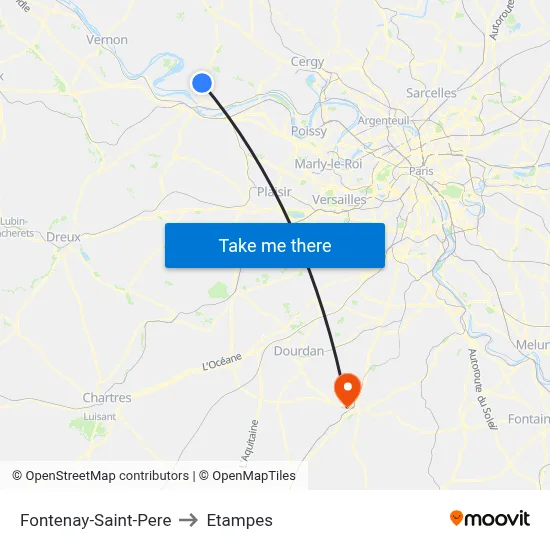 Fontenay-Saint-Pere to Etampes map