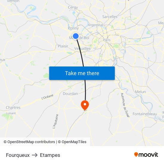 Fourqueux to Etampes map