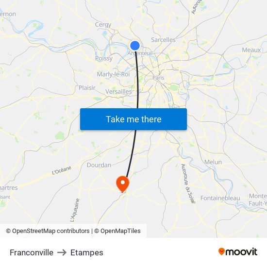 Franconville to Etampes map