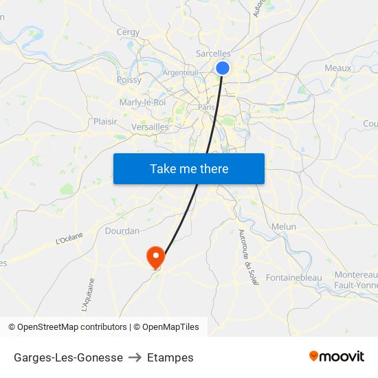 Garges-Les-Gonesse to Etampes map