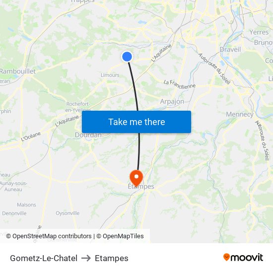Gometz-Le-Chatel to Etampes map