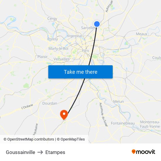 Goussainville to Etampes map