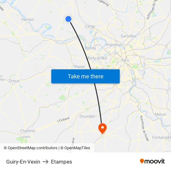 Guiry-En-Vexin to Etampes map