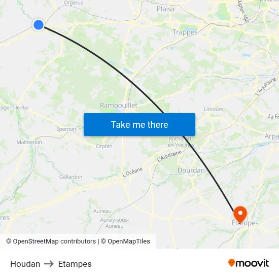 Houdan to Etampes map