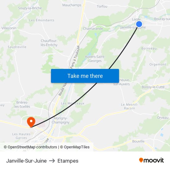 Janville-Sur-Juine to Etampes map