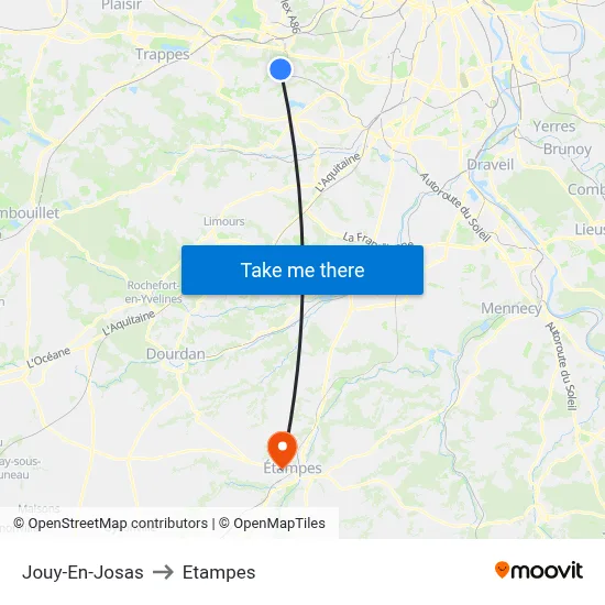 Jouy-En-Josas to Etampes map
