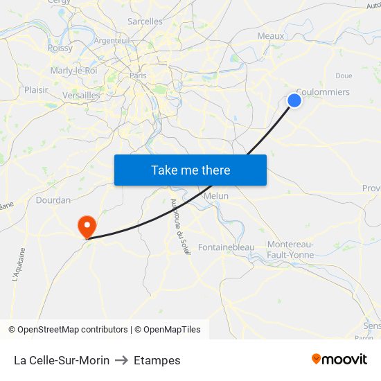 La Celle-Sur-Morin to Etampes map